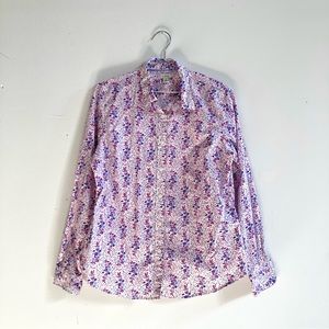 LL Bean Purple Floral Button Down Shirt